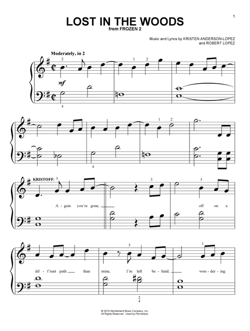 Lost In The Woods (from Disney's Frozen 2) - Jonathan Groff (Big Note Piano)