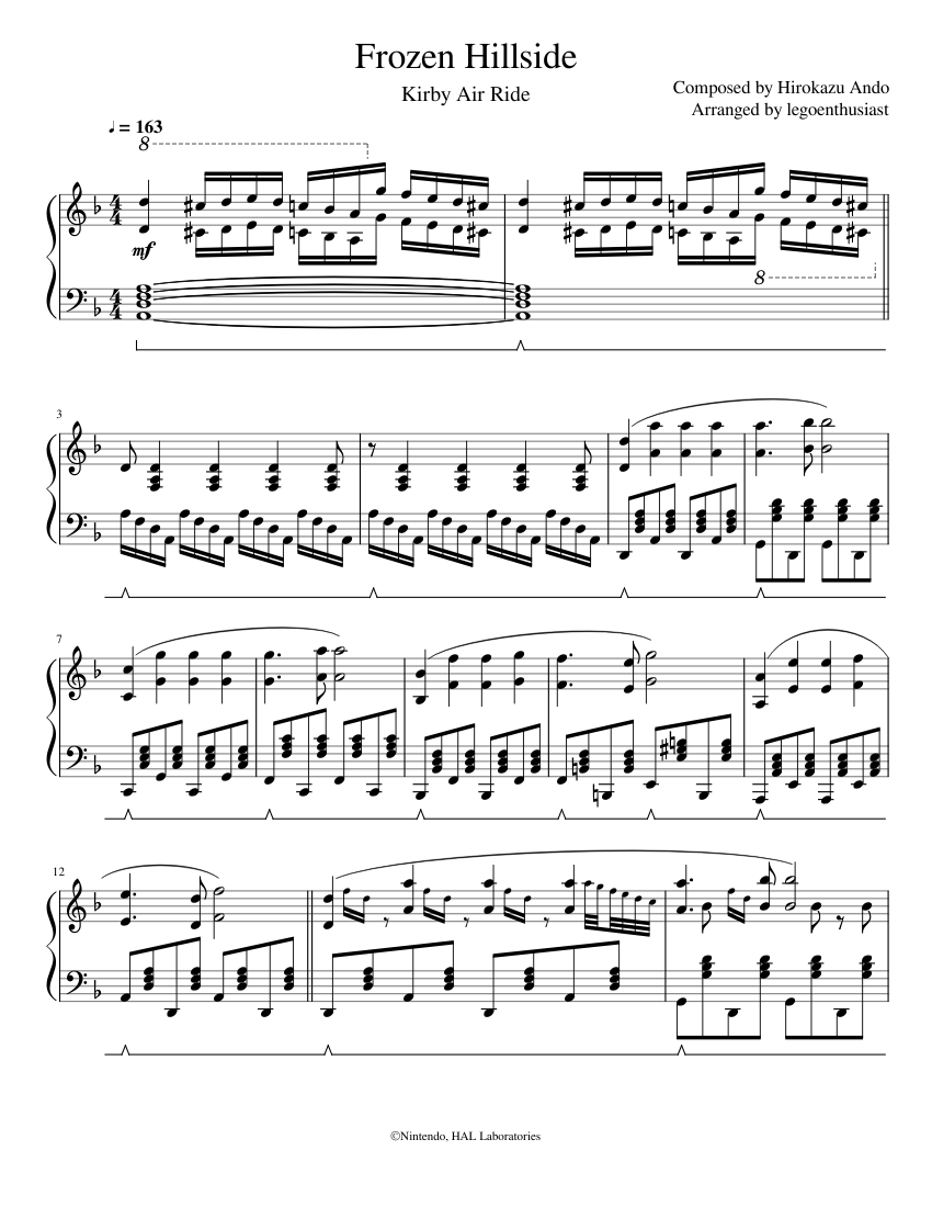 Kirby Air Ride Frozen Hillside Piano Tutorial
