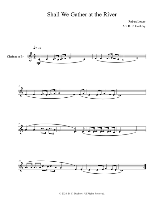 Shall We Gather at the River (Clarinet Solo) (Arr. B. C. Dockery) - Robert Lowry (Clarinet Solo)