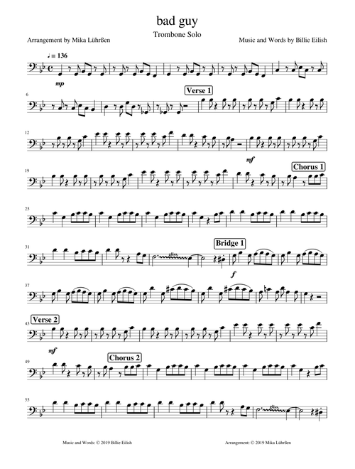 bad guy Trombone Solo