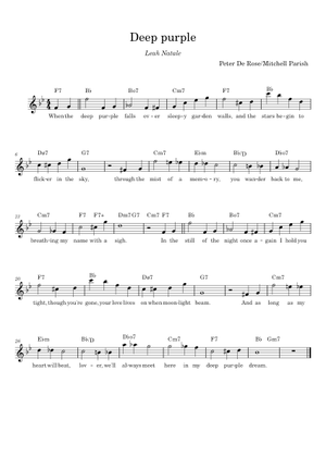 Deep Purple Final Sheet Music for Piano (Solo) Easy | MuseScore.com