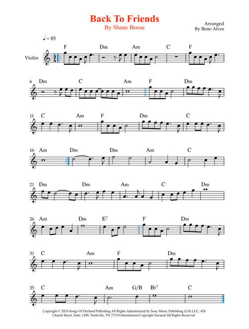 Back To Friends (Arr. Rene Alves) - sombr (Violin Solo)