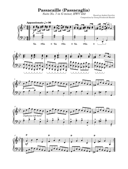 Passacaille (Passacaglia) – Handel
