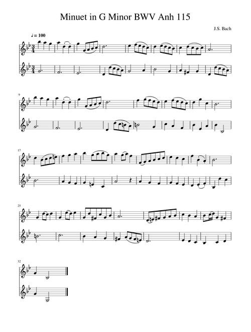 Minuet in G Minor BWV Anh 115