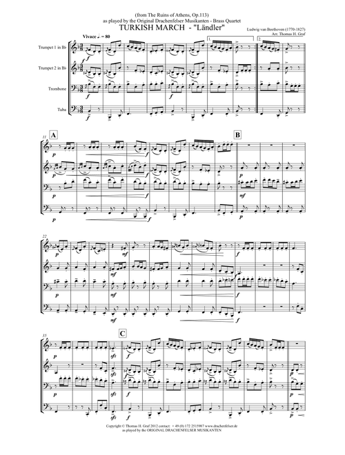 Turkish March Ländler - Beethoven - Brass Quartet (Arr. Thomas H. Graf) - LV Beethoven (Brass Ensemble)