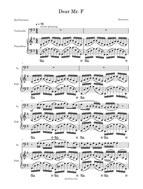 Dear Mr「F」(Preview for Violincello and Piano) – ZUTOMAYO