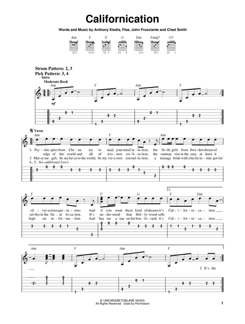 Californication - Red Hot Chili Peppers (Easy Guitar with TAB)