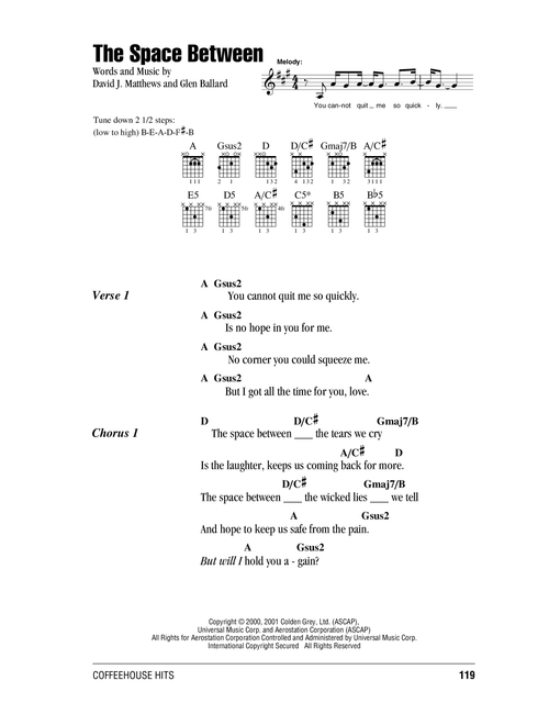 The Space Between - Dave Matthews Band (Guitar Chords-Lyrics)