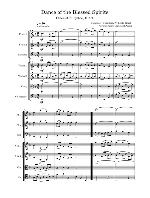 Dance Of The Blessed Spirits (from Orfeo ed Euridice) – Christoph Willibald von Gluck Dance of the Blessed Spirits – Christoph Willibald Gluck Dance of the Blessed Spirits