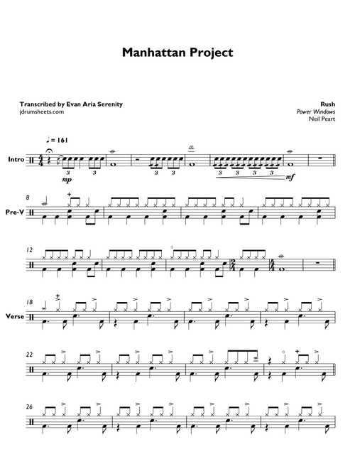 Manhattan Project (Arr. Evan Aria Serenity) - Geddy Lee Weinrib, Alex Lifeson, Neil Peart (Drums)