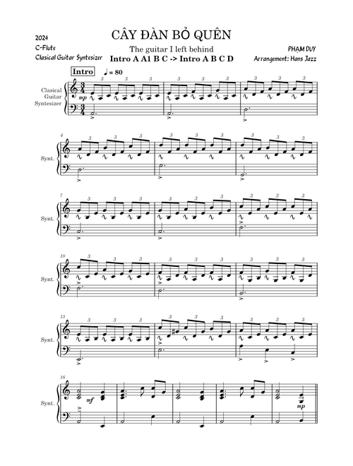 CÂY ĐÀN BỎ QUÊN Syntesizer/C-Flute-Lirics