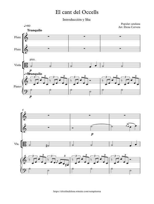 El can't dels Occells Ska (Arr. Elena Cervera) - Tradicional catalana (Small Ensemble)