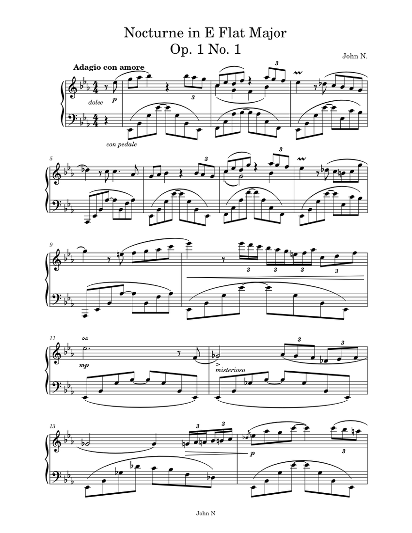 Nocturne in E Flat Major Sheet music for Piano (Solo)
