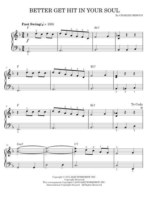 Better Get Hit in Your Soul - Charles Mingus (Easy Piano)