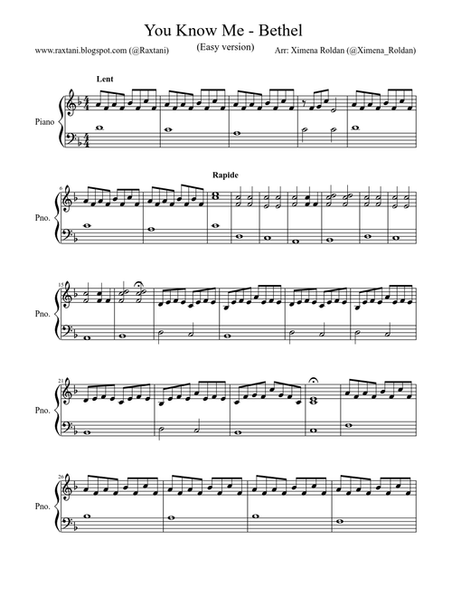 You Know Me - Bethel (easy version)