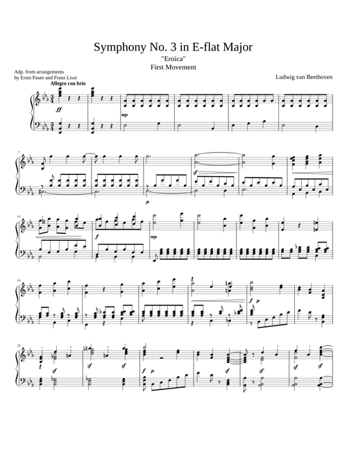 Beethoven ("Eroica") Symphony No. 3 in E-flat Major (1st movement) Piano solo