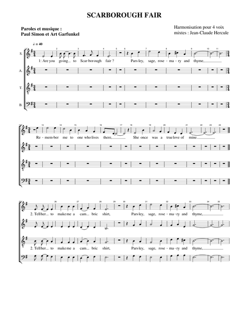 Scarborough Fair - Simon & Garfunkel (SATB MuseScore)