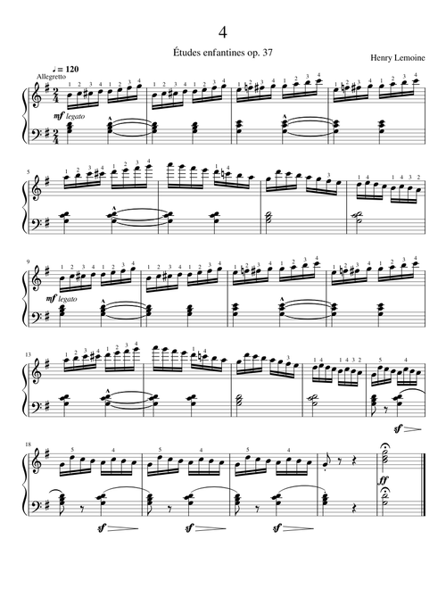 Lemoine: Études enfantines op. 37 no. 4