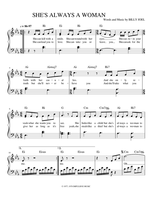 She's Always A Woman (Solo Version)