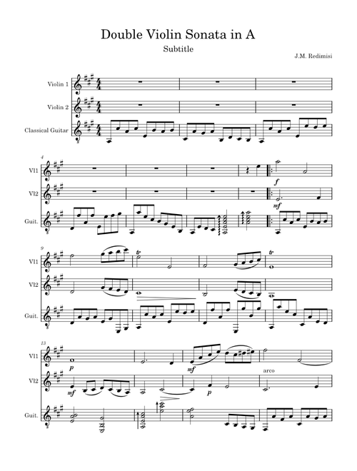 sonata, for two violins in A major - J.M. Redimisi