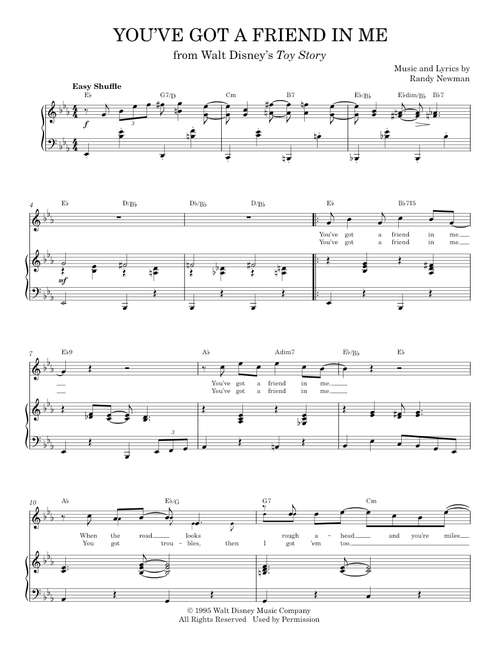You've Got A Friend In Me (from Toy Story) - Lyle Lovett, Randy Newman, Toy Story Movie (Piano Vocal)