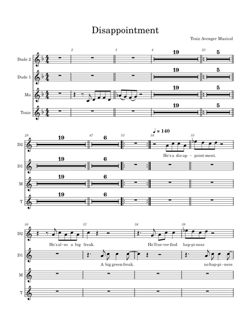 Toxic Avenger Musical - Disappointment (Black Dude Harmony)
