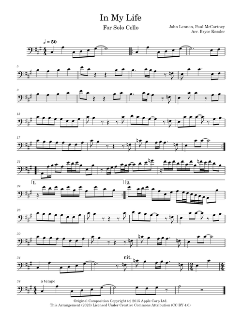 In my life – The Beatles (For Solo Cello)