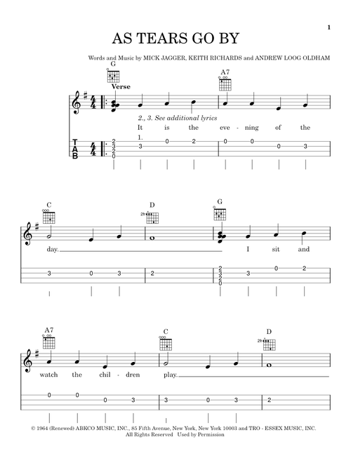 As Tears Go By (Ed. Lil' Rev) - The Rolling Stones (Easy Ukulele (with Tab))