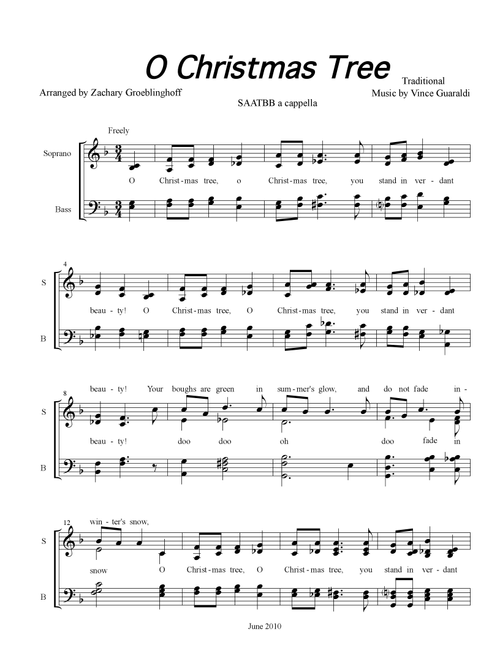 O Christmas Tree (Arr. Vince Guaraldi, Arranged for Choir by Zachary Groeblinghoff) - Traditional German Carol (Choral, SATB divisi)