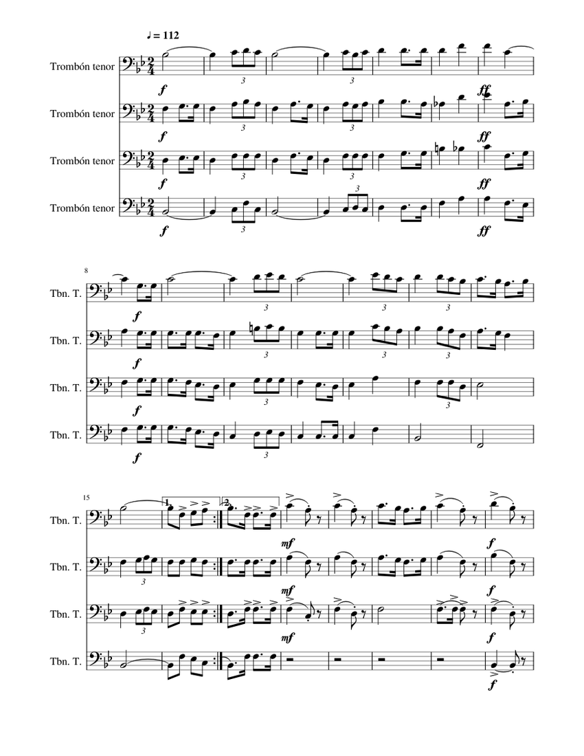 Trombone suite complete Sheet Music for Trombone tenor (Mixed Quartet ...