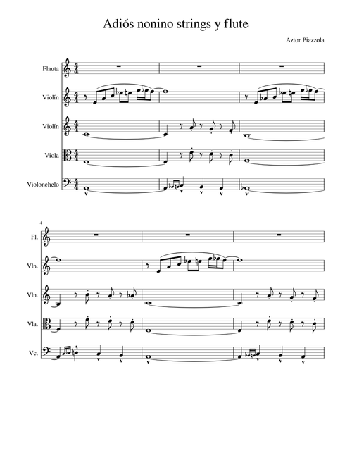Adiós nonino strings y flute