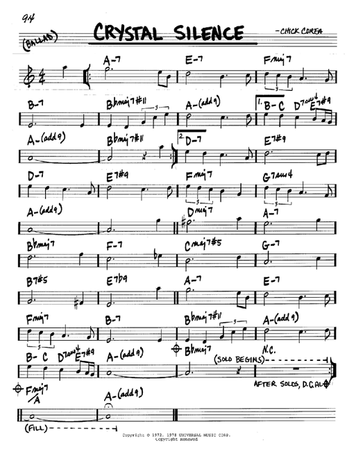 Crystal Silence - Chick Corea (Real Book - Melody-Chords)
