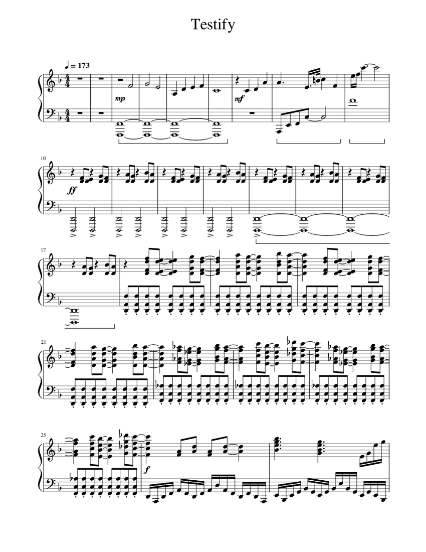 Testify Chart Testify Sheet Music for Piano (Solo) | MuseScore.com