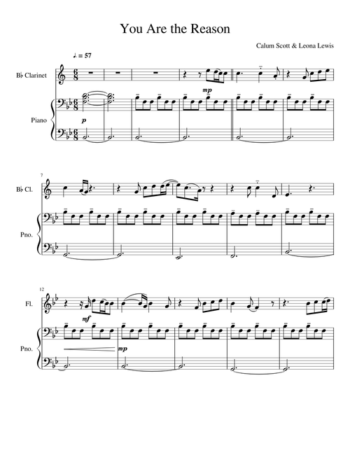You Are the Reason Clarinet Duet