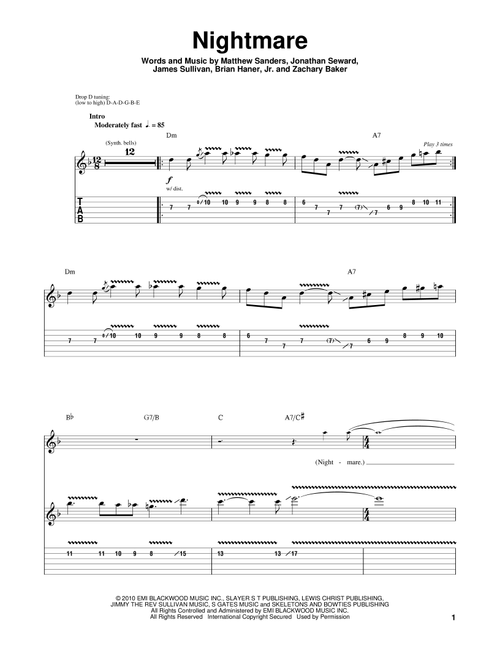 Nightmare - Avenged Sevenfold (Guitar Tab Play-Along)
