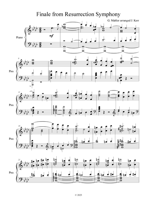 Symphony No. 2 in C minor "Resurrection" - Movement V - Finale (Arr. John Kerr) - Gustav Mahler (Piano Solo)