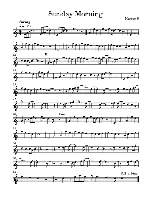 Sunday Morning (Arr. Julia Mills) - Maroon5 (Violin Solo)