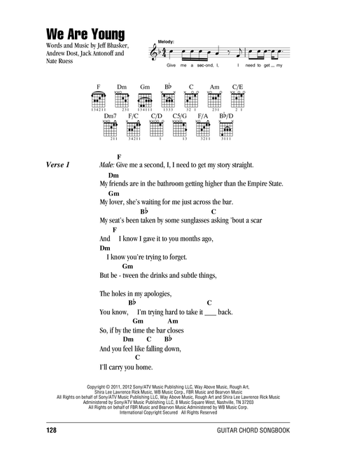 We Are Young - fun (Guitar Chords-Lyrics)
