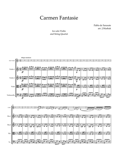 Carmen Fantasy (Arr. Jacob Mashak) - Pablo De Sarasate (String Quartet)