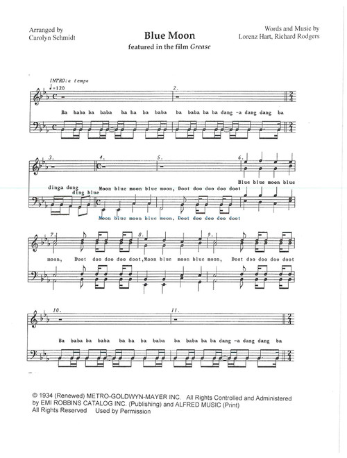 Blue Moon (Arr. Carolyn Schmidt) - The Marcels (Choral, SSAA)