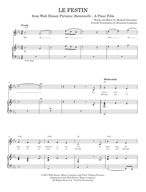 Le Festin (from Ratatouille) - Boualem Lamhene, Michael Giacchino (Piano Vocal)