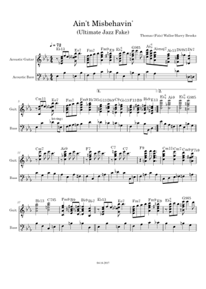 Ain't Misbehavin' Std & Tab Sheet Music with Chords for Guitar