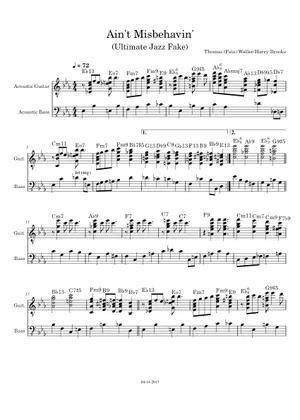 Ain't Misbehavin' Std & Tab Sheet Music with Chords for Guitar Ain't Misbehavin' Std & Tab Sheet Music with Chords for Guitar