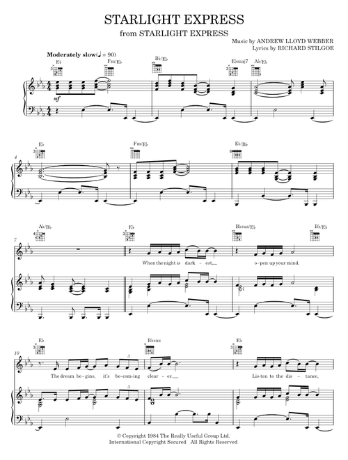 Starlight Express - Andrew Lloyd Webber (Piano-Vocal-Guitar)