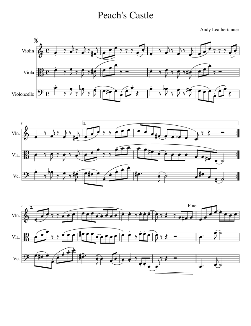 Peach's Castle Sheet music for Violin, Viola, Cello (String Trio
