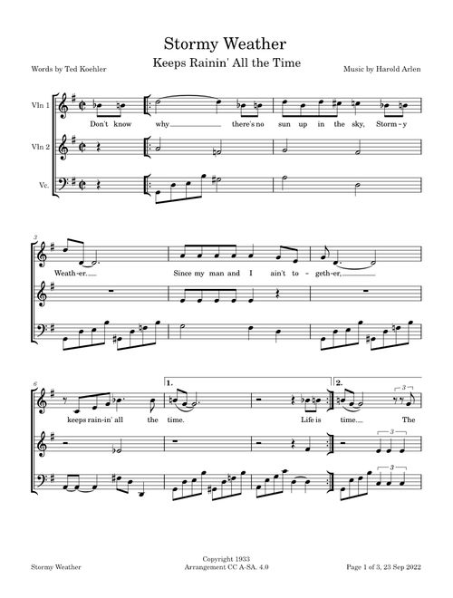Stormy Weather – Harold Arlen and Ted Koehler