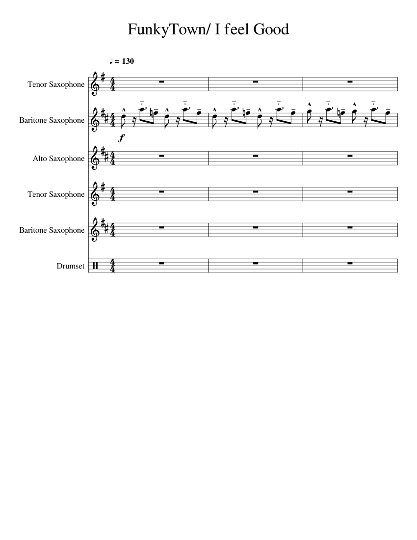 3215036 Funky Town I Feel Good Corrected All Sax 1 Sheet music for ...