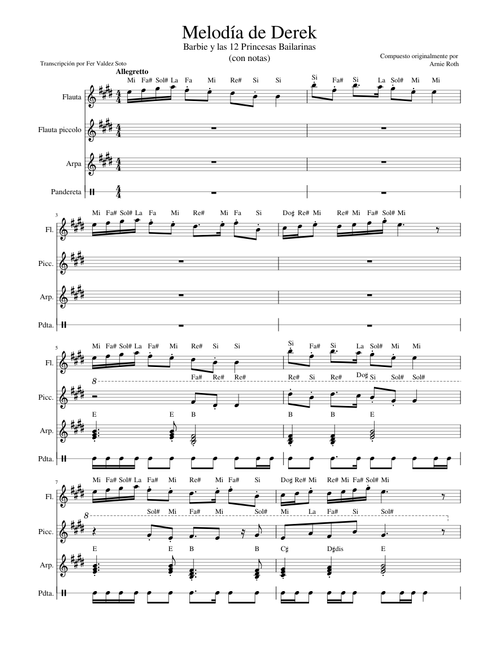 Melodía de Derek (con notas)