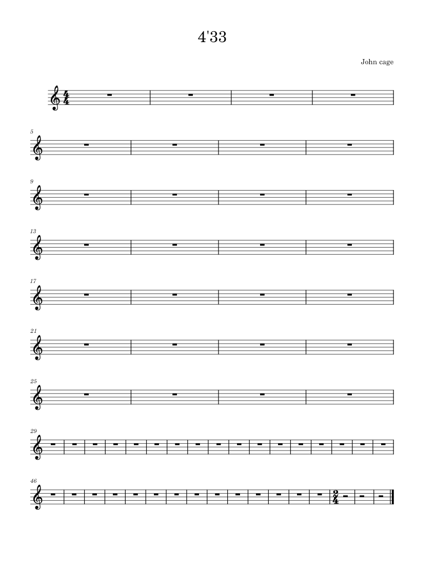John Cage 4 33 Sheet Music – 4′ 33 – LRBO