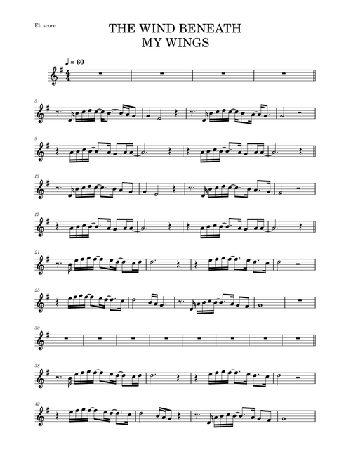 THE WIND BENEATH MY WINGS (Alto Sax)